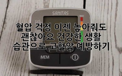혈압 걱정, 이젠 놓아줘도 괜찮아요! 건강한 생활 습관으로 고혈압 예방하기