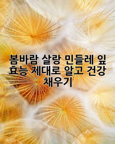 봄바람 살랑, 민들레 잎 효능 제대로 알고 건강 채우기🌱