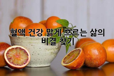 혈액 건강, 맑게 흐르는 삶의 비결 찾기
