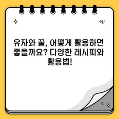 유자와 꿀의 환상적인 만남! 건강과 맛, 두 마리 토끼를 잡는 최고의 조합