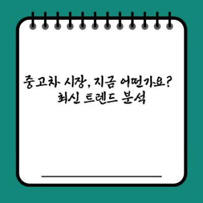 중고차 구매 가이드: 현명한 선택을 위한 완벽 매뉴얼