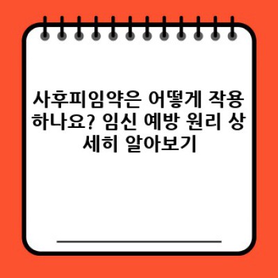 사후피임약 완벽 가이드: 궁금증 해소와 올바른 사용법